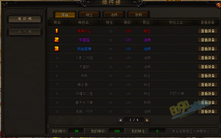等级榜
